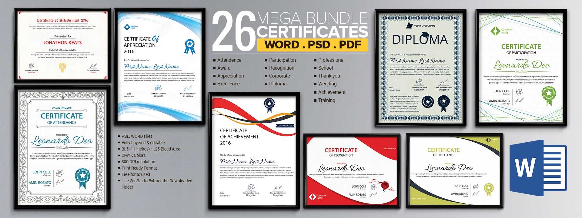 certificate templates for word mac